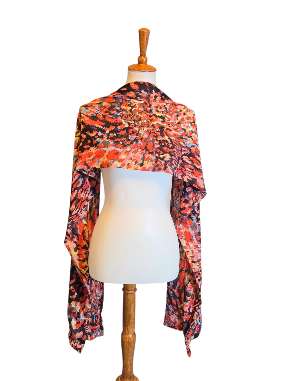 Cabi Women's Long Scarf 84x15 Multicolor Abstract Print Wrap Shawl 84" x 15"